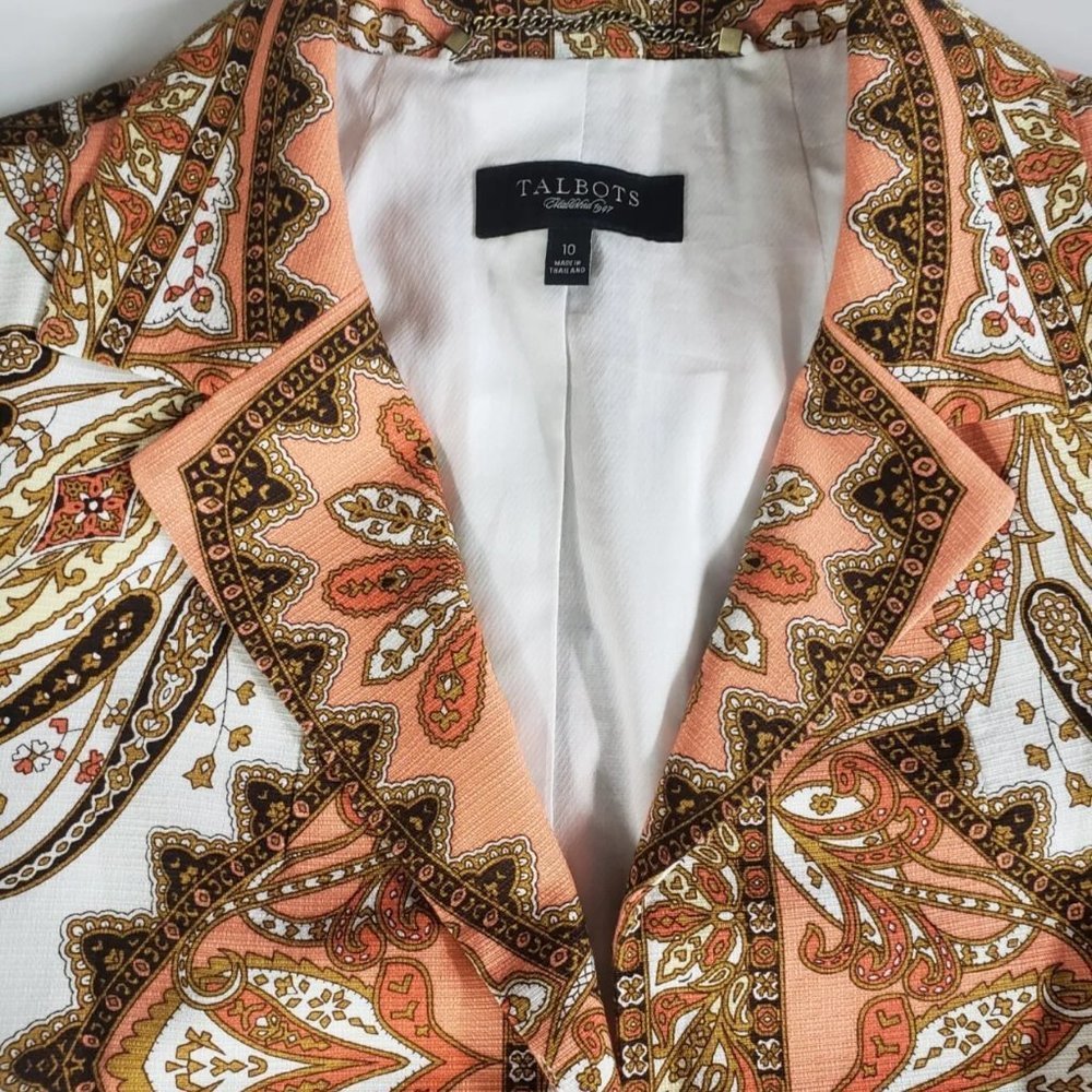 Stunning Buttonless Talbots Multicolor Paisley Blazer perfect for all seasons - Picture 3 of 15